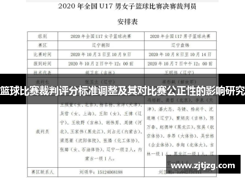 篮球比赛裁判评分标准调整及其对比赛公正性的影响研究